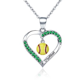STHSPHOO Softball Necklace Gifts for Teens Girls - Softball Birthstone Jewelry Sport Accessories Birthday Gifts for Lovers Team Little Girls Women Coach Player Things Items May