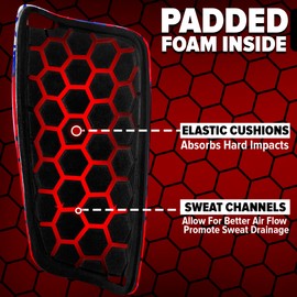 SAGA SPORTS Unbreakable Spider Football Shin pads mens Includes Sleeves Soccer Shin Guards Youth & Adults | Vibrant Colors, Lightweight & Durable| Kids Shin Pads Boys with EVA Foam - Large [10+ Yrs]