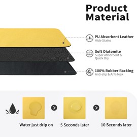 HotLive Dish Drying Mat for Kitchen Counter, Heat Resistant Drainer Mats with Non-slip Rubber Backed, Hide Stain Kitchen Super Absorbent Draining Mat, Easy to Clean Dish Rack Pad, Yellow 18"x24"