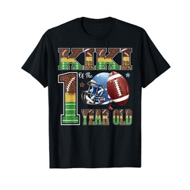 Kiki Of The 1 Year Old Football 1St Year Down Birthday T-Shirt