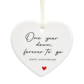 1 Year For Boyfriend Girlfriend Ceramic Heart Ornament