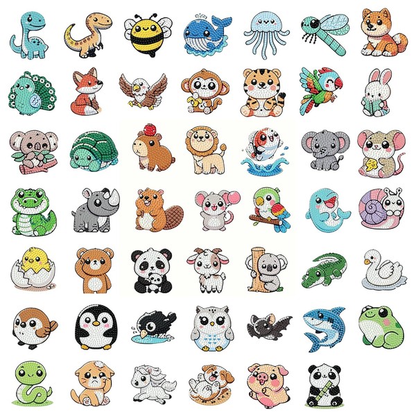 Aestalrcus 48 Pcs Animal Diamond Painting Stickers, Diamond Art Stickers
