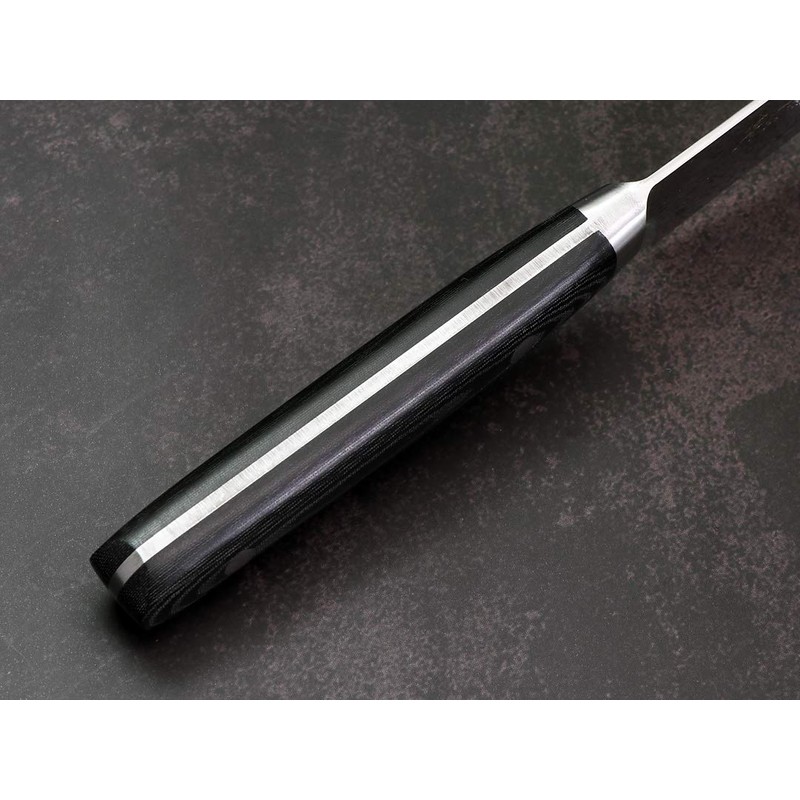 Coreless Damascus Sword Shaped (Cut) Petty 120 Black Micarta