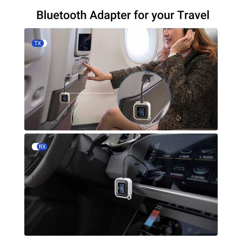 Syntech Airplane Bluetooth Transmitter Receiver with Extra Dual 3.5mm AUX