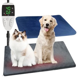 YFFU YFFU Pet Heating Pad 70x45cm Auto Shut Off, 30桫60 Adjustable Temperature & 13-Level Timer Dog Heat Pad, Heated Cat Bed with Chew Resistant Steel Cord, Washable 2 Crystal Velvet Covers Warming Mat