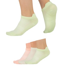 KEYUN - Calcetines de pilates con empuñaduras para mujer, atléticos, gimnasio, yoga, Barre, danza, antideslizantes, para mujer, Beige/Naranja Claro/Verde Claro, 5-8