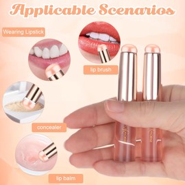 HASTHIP® Pincel Labial de Silicona Retráctil 2 Piezas con Tapa Antipolvo, Brocha Portátil para Bálsamo, Brillo, Labial, Mascarilla y Corrector - Rosa