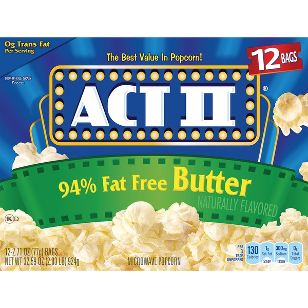 ACT II 94% Fat Free Butter Popcorn, 2.71 oz (12 ct)