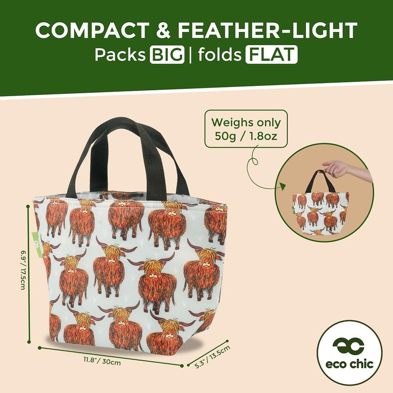 ECO CHIC Lightweight Foldable Insulated Lunch Bag Water Resistant Cooler