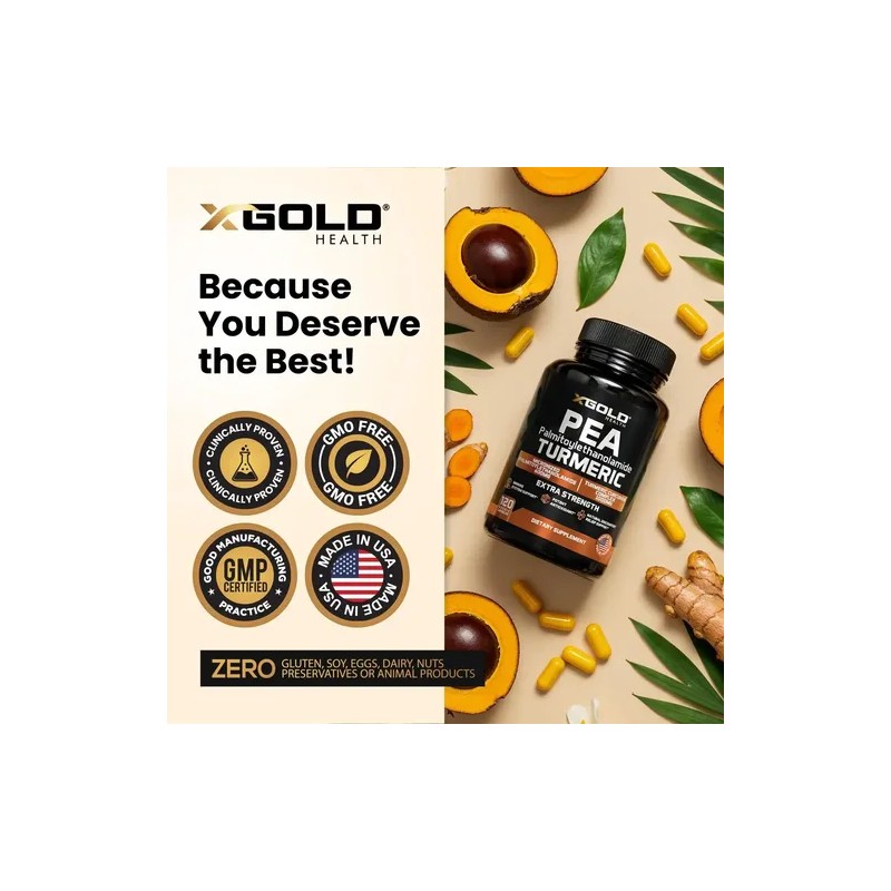 X Gold Health Palmitoiletanolamida 600mg + Curcuma 120 Caps