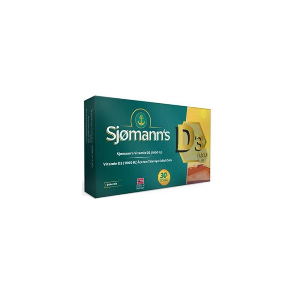 Sjomann's Vitamin D3 (1000IU) İçeren Takviye Edici Gıda 30 Adet