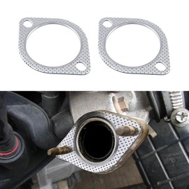 QZTYTY 2PCS Car Exhaust Gasket, High Temp Exhaust Gasket, Ultra Seal 2-Bolt 2.5-Inch Exhaust Flange Gasket Standard Exhaust Gasket, Car Accessories Exhaust Gasket Set Used for Exhaust Turbo (2.5inch)