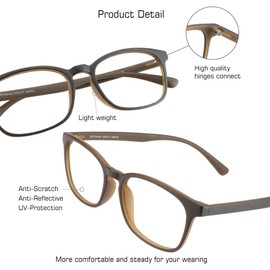 VisionGlobal Blue Light Blocking Glasses for Women/Men, Anti Eyestrain, Computer Reading, TV Glasses, Stylish Square Frame, Anti Glare (Yellow, 2.75 Magnification)