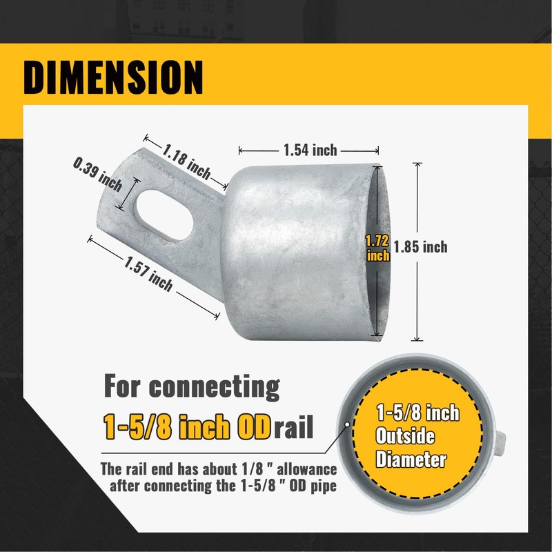 VIVIDA 1-5/8" Top Rail End for Chain Link Fence, Rail