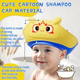 Lonlown Baby Shower Cap Shield for Kids,Toddler Bath Visor for 0-10 Years Old Baby Soft Silicone Kids Shower Cap,Adjustable Baby Shower Hat,Protector Eye Ear,Washing Hair Fun,Yellow