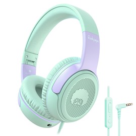 Rockpapa Share 1 Kids Headphones, Wired Headphones with Microphone, 85/94dB Volume Limited, Sharing Function, Foldable, Adjustable, Childrens Headphones Over Ear for School/Travel/Phone/PC/MP3