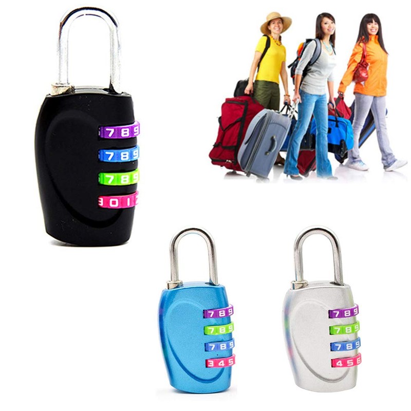 4 Digit Password Combination Padlock, 2Pcs Black/Sliver/Blue Resettable Waterproof Padlock