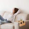 Sofa Tray Armrest, Sofa Shelf with 2 Coasters, Wooden Sofa