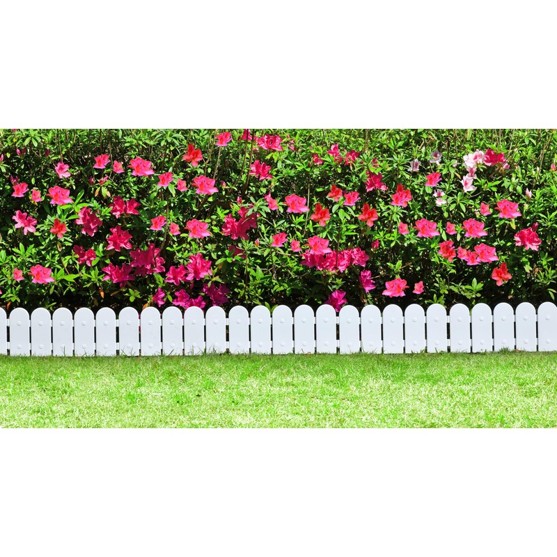 Evelyne Garden Border Edging: Wooden Fence Design - 16pcs White