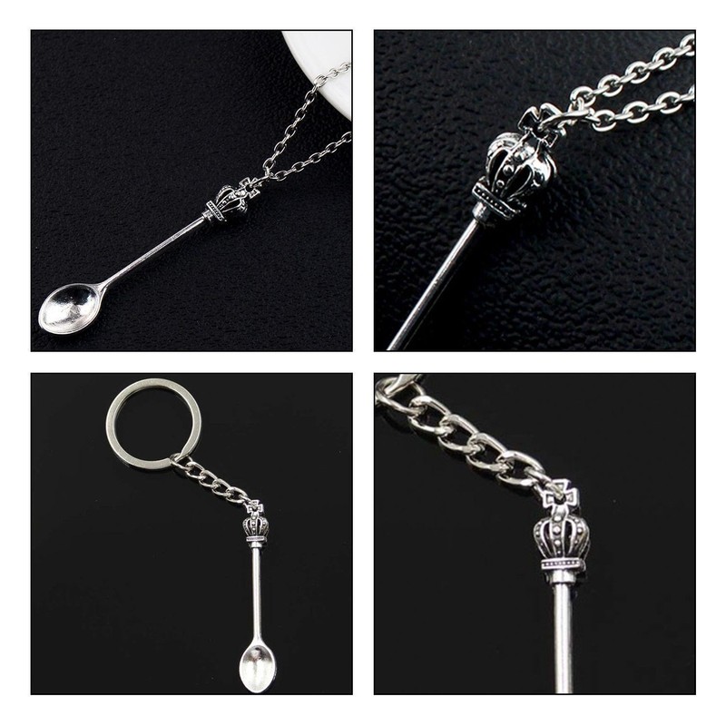 2 Pieces Spoon Keychain, 1 Spoon Necklace, Small Spoon for