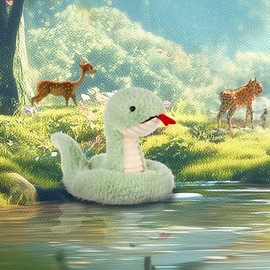 Apricot Lamb Snake Plush Stuffed Animals for Kids, Soft Cute Plushies Toys for Baby Girl and Boy, Fluffy Snake Light Green 9.9 Inches