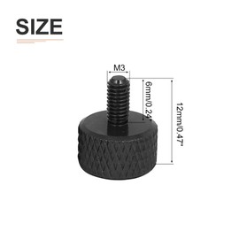 DTGN M3x6mm(DXL) Knurled Thumb Screws - 4Pack - Good for PC Computer Cases - Aluminum Alloy Thumbscrew Knurled Head Fully Threaded - Black
