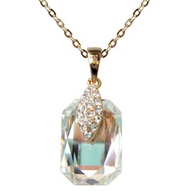 Navachi 18k Gold Plated Crystal Clear Square Zircon Az6021p Pendant Necklace 16"+2"