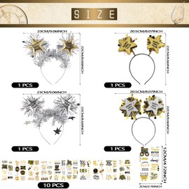 New Year's Eve Headband, 4 Pieces 2025 Happy New Year Headband, New Year Party Headband, New Year Star Headband, Hair Accessories, Photo Props New Year's Eve, New Year's Eve Decoration 2025 for