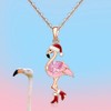 Christmas Flamingo Necklace for Women Sterling Silver Rose Gold Pink