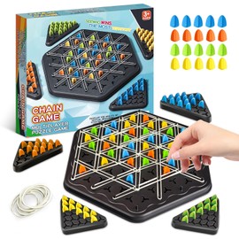 Large Size Triangle Board Game,Chain Triangle Chess Game,Funny Triggle Rubber Band Game,Triangle Chain Nteractive Game for Kids Adult Family Party,2-4 Players