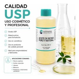 Aceite De Ricino Puro Usp 250 Ml Uso Cosmético Y Alimenticio                                                                                          