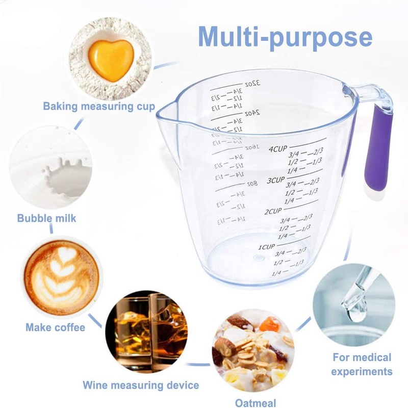 3-Piece Plastic Measuring Cups Set, 8 16 32 oz Capacity