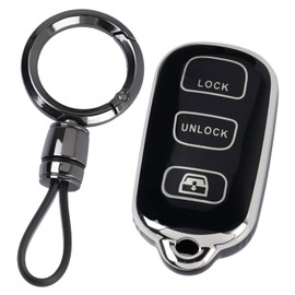 Key Fob Cover, Car Key Case Shell Protector Compatible with 1999-2009 Toyota Sequoia 4Runner Celica Echo Highlander Prius Rav4 Tacoma Yaris Tundra (Black)