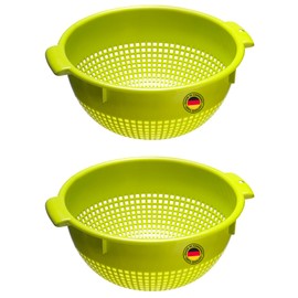 Westmark Colander - Two large colanders with 2 recessed grips and 4 attachment catches for washing and draining - apple green, plastic, diameter 24 cm