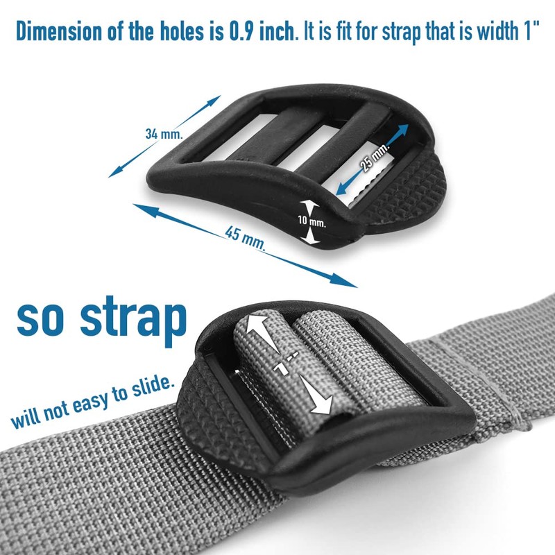 EXTEMPORE Ladder Lock Buckle Quick Side Release Tri Glide Slider,