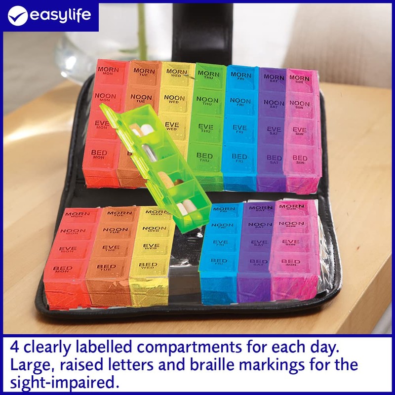 Fortnight Pill Organiser Wallet | 14 Day Removable Daily compartments