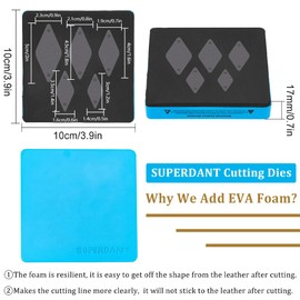 SUPERDANT Leather Rhombus Cutting Dies 5 Size Rhombus Earring Die Cutter Wooden Die Cutting Machine Dangle Earring Leather Die Cuts for Women Keys Kids Backpacks Luggage Cat Dog Collar