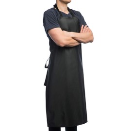 Waterproof Rubber Vinyl Apron Black - 40" Heavy Duty Model - Stay Dry When Dishwashing, Lab Work, Butcher, Dog Grooming, Cleaning Fish - Industrial Chemical Resistant Plastic