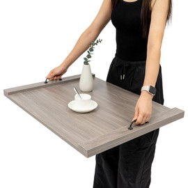 Solid Noodle Board Wood Stove Top Cover, 30 * 22'' for Electric & Gas Stoves, Extra Counter Space, Easy to Clean (Grey)
