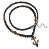 Mens Long Beaded Necklace Black Bead Necklace with Pendant Costume