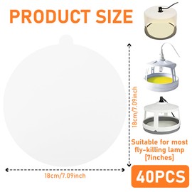 40Pcs Flea Trap Sticky Discs 18CM/7.6IN Flea Lamp Sticky Pads Mosquito Trap Sticky Paper Round Sticky Pads Flea Trap Refill for Pet House Carpet Living Room Bedroom Hallway Garden Home