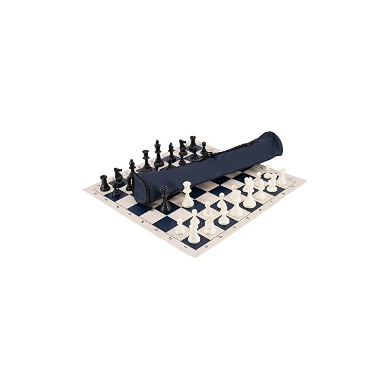Quiver Chess Set Combination - Solid Plastic - Navy Bag/Board