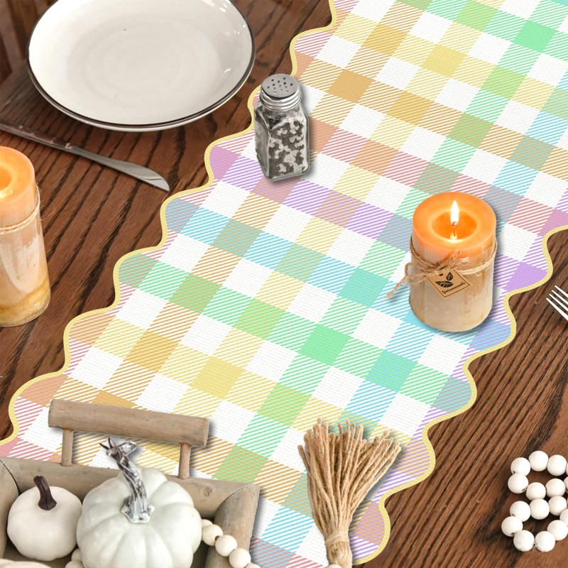 Easter Buffalo Plaid Table Runner Farmhouse Gingham Kitchen Dining Table