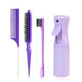 DUAIU Cepillo para Cabello, Juego de 4 Peines para Peinar el Cabello, Peine Cola de Rata, Cepillo para bordes, Botella pulverizadora para Mujeres,... 