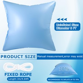 Hungdao 8 ft x 8 ft Pool Air Pillows for Above Ground Heavy Duty Air Pillow Kit for Winterize Closing Large Square Cushion Swimming Pool Closing Protects Covers with Cords