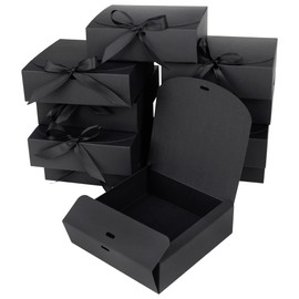 GXFCING 10 Pack Gift Boxes with Lids 16x16x5cm Black Cardboard Gift Box Bridesmaid Proposal Box for Wedding Birthday Christmas Party Present