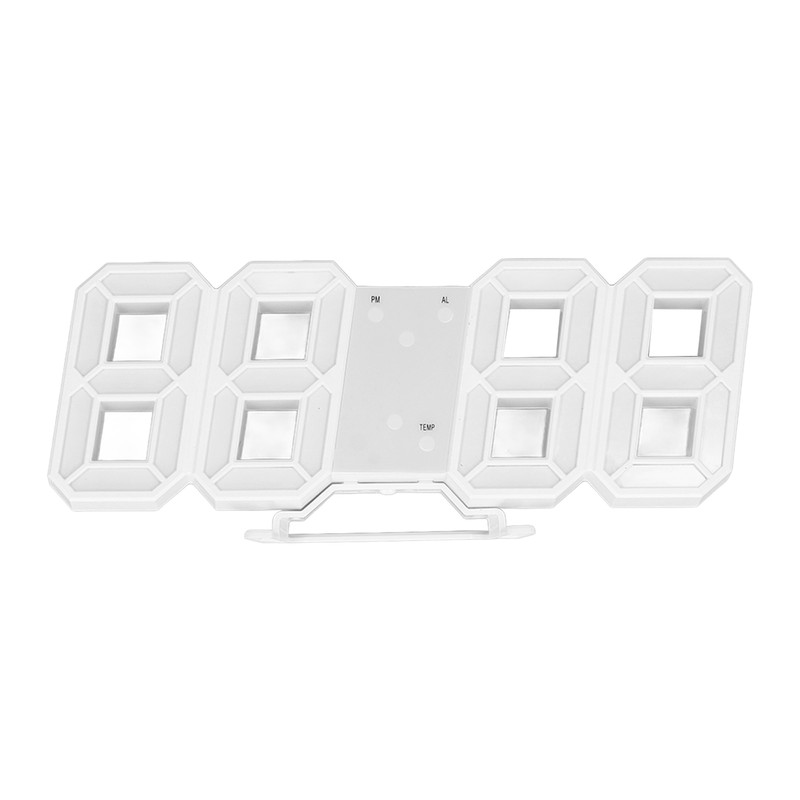 3D LED Wall Clock Minimalist White Frame Digital Wall Alarm