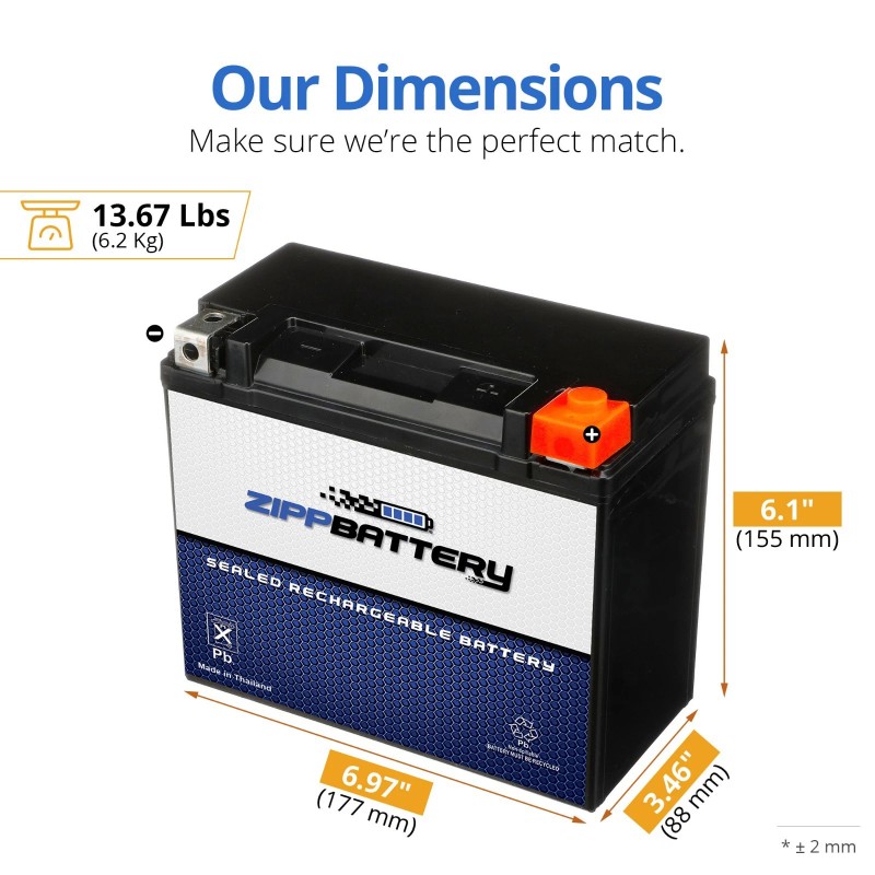 ZIPPBATTERY Zipp Battery YTX20HL-BS 12V 19Ah Battery
