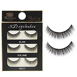 NESA 3 Pairs Black Handmade Natural 3D Thick Long False Eyelashes