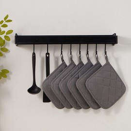 Kitchen Pot Holders Set Heat Resistant Pure Cotton Potholders Kit Trivets Large Coasters Hot Pads Terry Pot Holders for Everyday Cooking and Baking by 7 x 7 Inch Set of 6 Grey